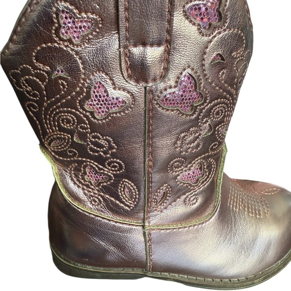 Jellypop Kids Pink Metallic Butterfly Cowgirl Boots Toddler Size 6 - Picture 2 of 7